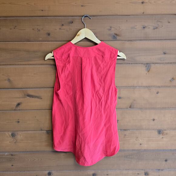 Rag & Bone Victor Blouse Sleeveless Blouse Vneck Silk Tank Top Red Small Shirt - Picture 2 of 5